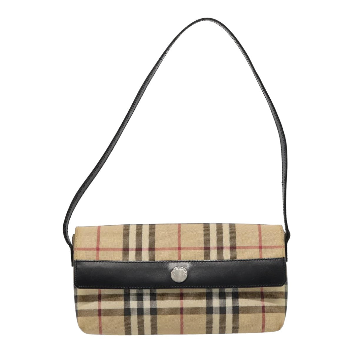 BURBERRY Nova Check Shoulder Bag PVC Beige Auth yk13998