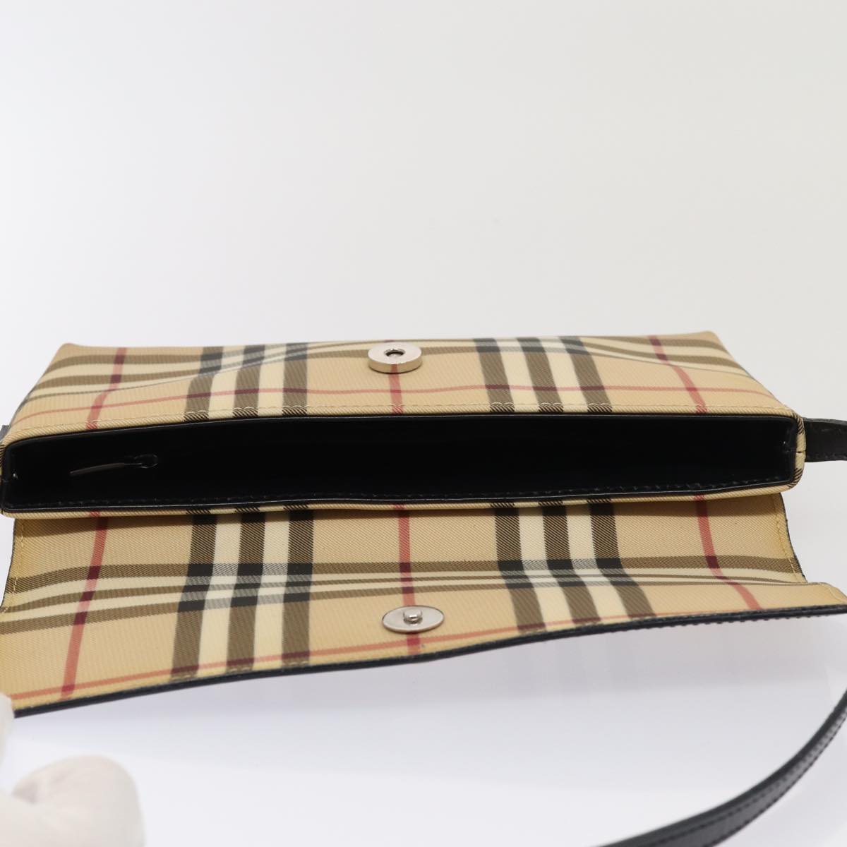 BURBERRY Nova Check Shoulder Bag PVC Beige Auth yk13998