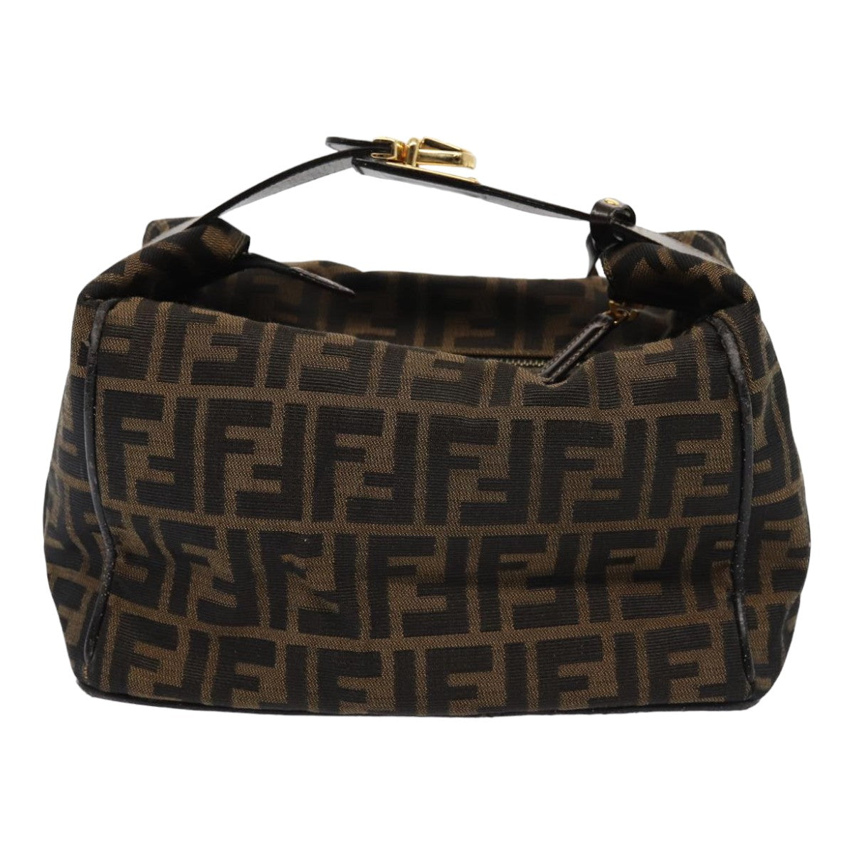 FENDI Zucca Canvas Hand Bag Brown Black Auth yk14005 - 0