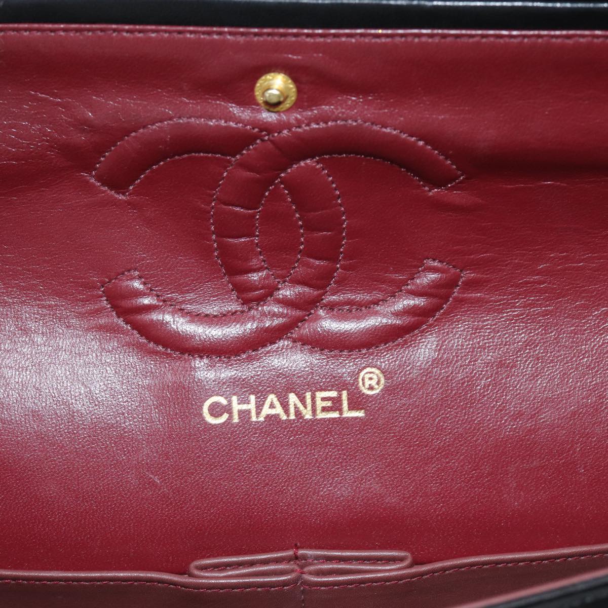 CHANEL Matelasse 25 Turn Lock Chain Hand Bag Lamb Skin Black CC Auth yk14030A