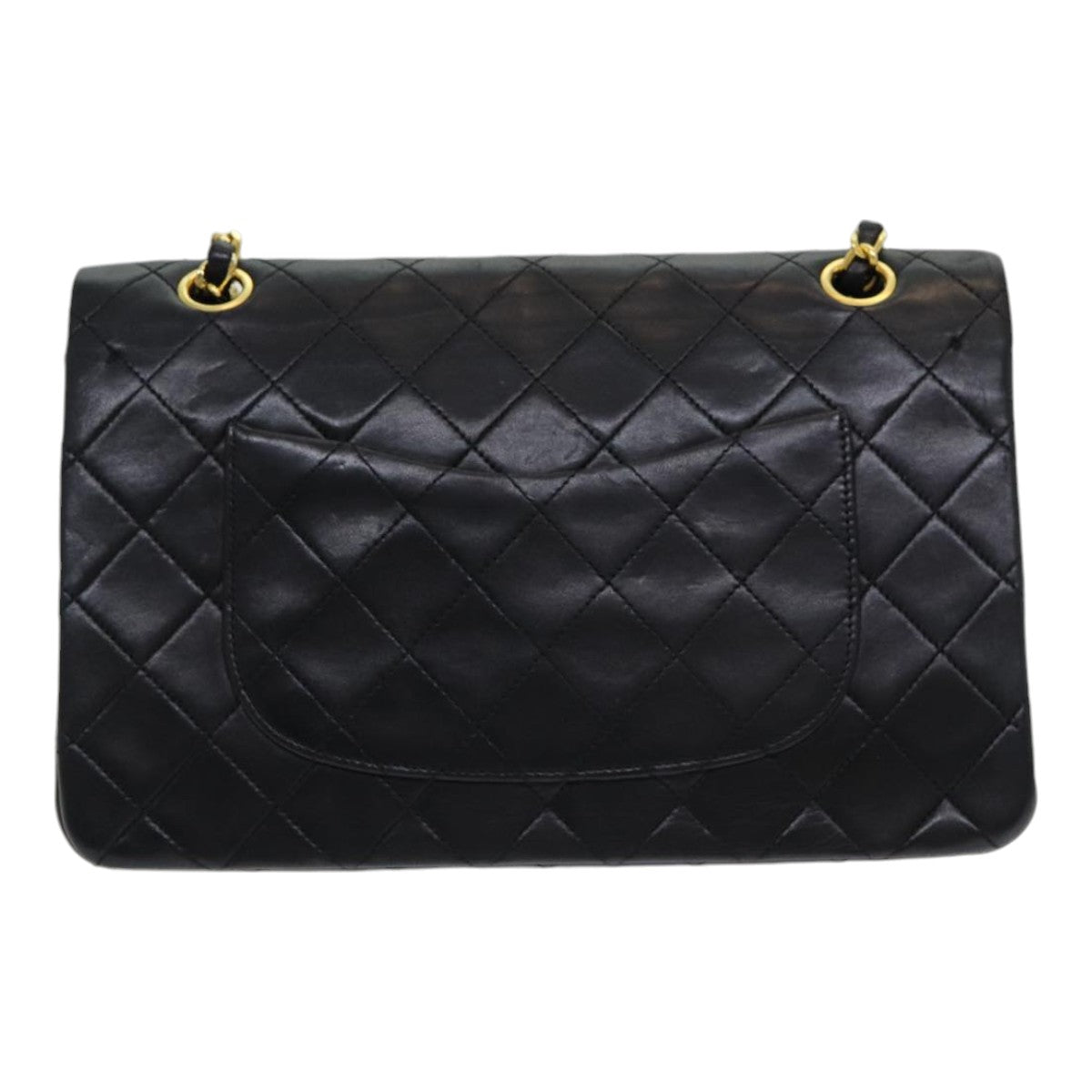 CHANEL Matelasse 25 Turn Lock Chain Hand Bag Lamb Skin Black CC Auth yk14030A - 0