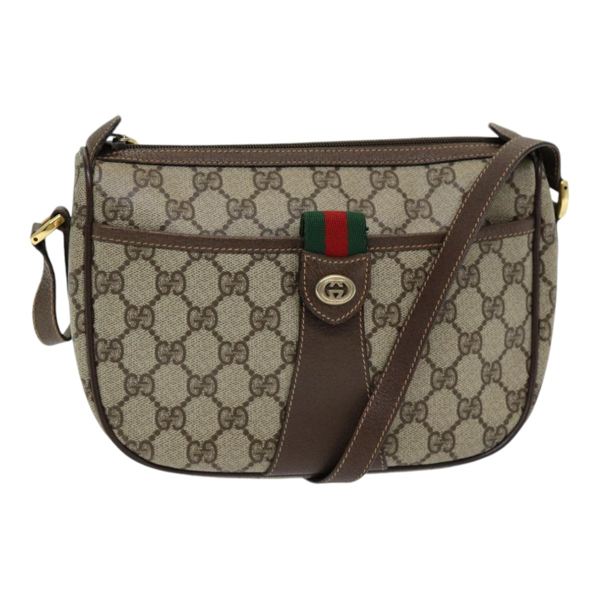 GUCCI GG Supreme Web Sherry Line Shoulder Bag PVC Beige 89 02 032 Auth yk14049