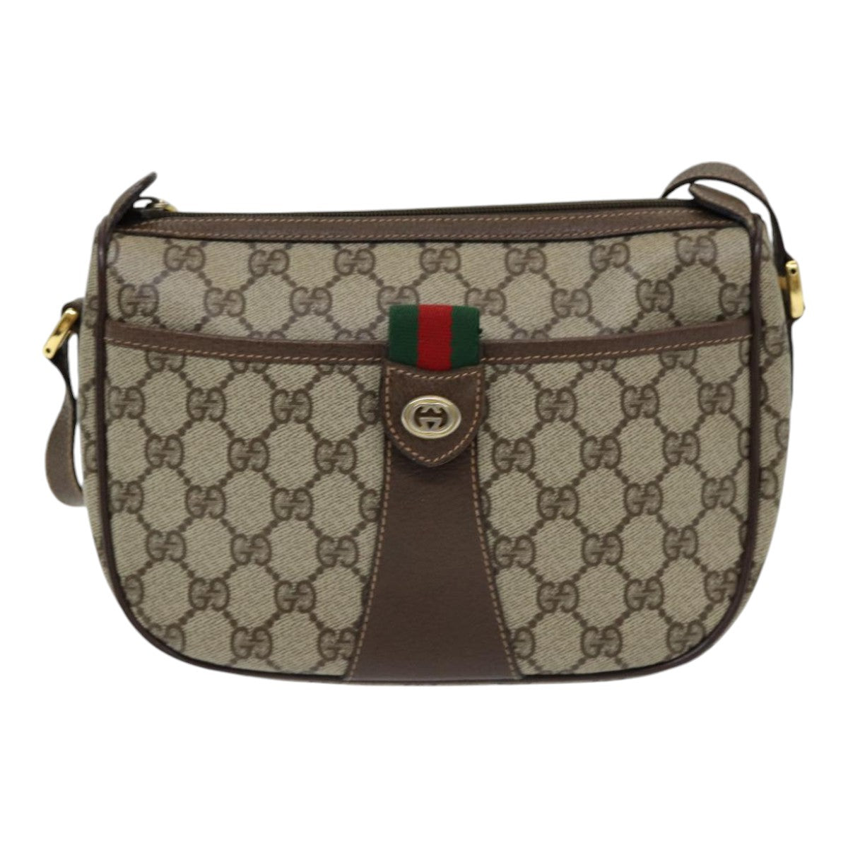 GUCCI GG Supreme Web Sherry Line Shoulder Bag PVC Beige 89 02 032 Auth yk14049 - 0