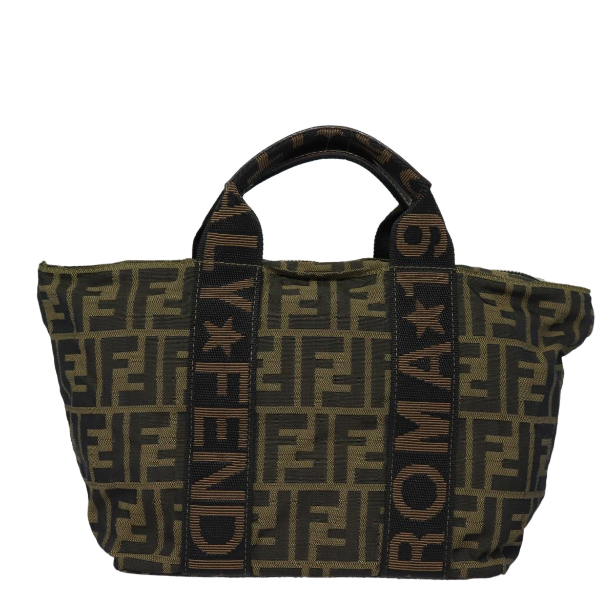 FENDI Zucca Canvas Hand Bag Brown Black Auth yk14062 - 0