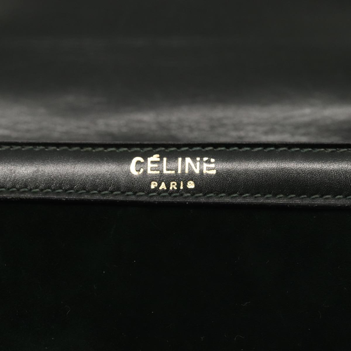 CELINE Horse Carriage Shoulder Bag Leather Suede Green Auth yk14063