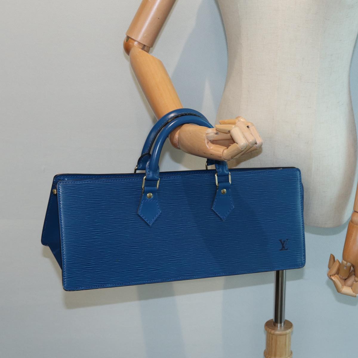 LOUIS VUITTON Epi Sac Triangle Hand Bag Blue M52095 LV Auth yk14073