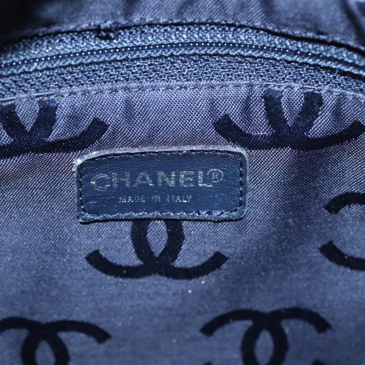 CHANEL COCO Mark Shoulder Bag Canvas Blue CC Auth yk14079