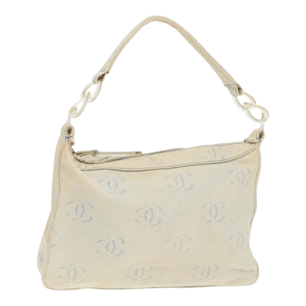 CHANEL COCO Mark Shoulder Bag Canvas Blue CC Auth yk14079