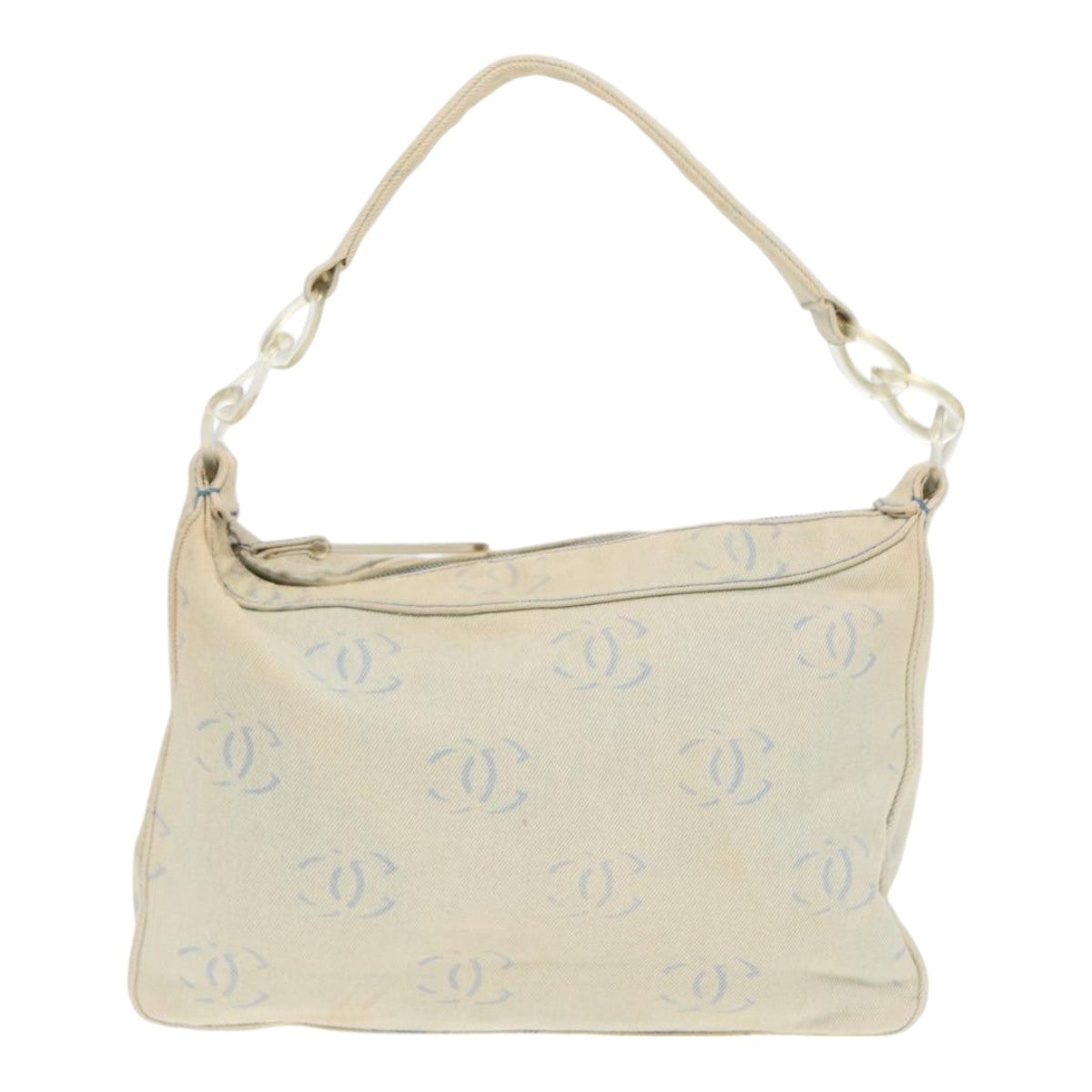 CHANEL COCO Mark Shoulder Bag Canvas Blue CC Auth yk14079