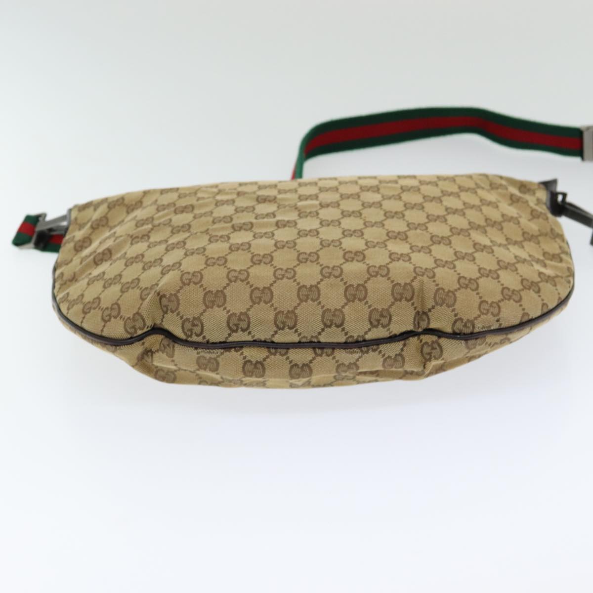 GUCCI GG Canvas Web Sherry Line Shoulder Bag Beige Red Green Auth yk14092