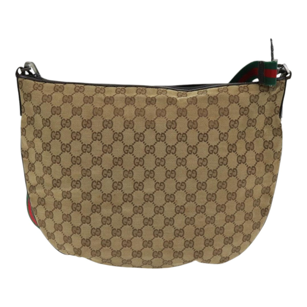 GUCCI GG Canvas Web Sherry Line Shoulder Bag Beige Red Green Auth yk14092 - 0