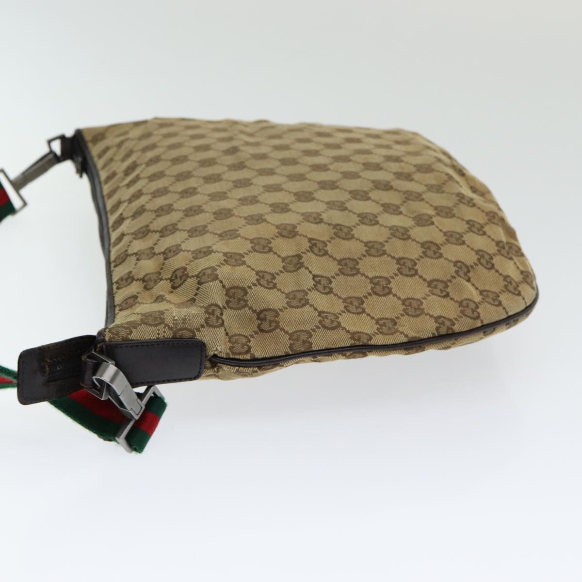 GUCCI GG Canvas Web Sherry Line Shoulder Bag Beige Red Green Auth yk14092