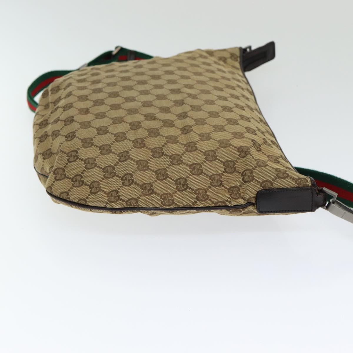 GUCCI GG Canvas Web Sherry Line Shoulder Bag Beige Red Green Auth yk14092