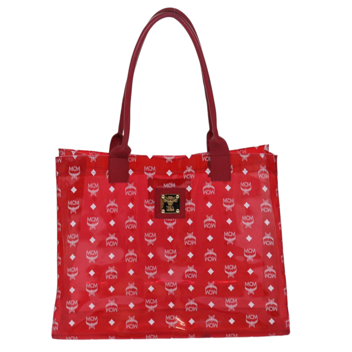 MCM Vicetos Logogram Phenomenon Collaboration Tote Bag Vinyl Red Auth yk14094 - 0