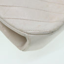 CHANEL V Stitch Chain Hand Bag Leather White CC Auth yk14103-5