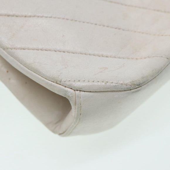 CHANEL V Stitch Chain Hand Bag Leather White CC Auth yk14103