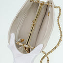 CHANEL V Stitch Chain Hand Bag Leather White CC Auth yk14103-17