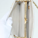 CHANEL V Stitch Chain Hand Bag Leather White CC Auth yk14103-10