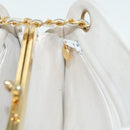 CHANEL V Stitch Chain Hand Bag Leather White CC Auth yk14103-19