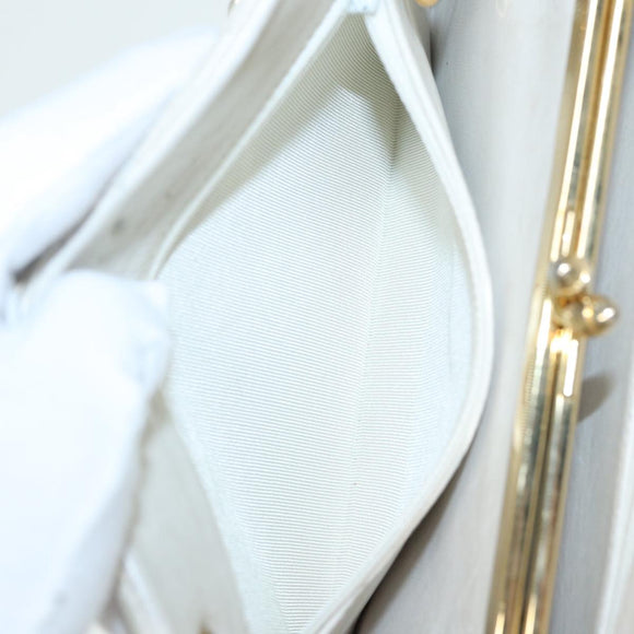 CHANEL V Stitch Chain Hand Bag Leather White CC Auth yk14103