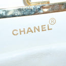 CHANEL V Stitch Chain Hand Bag Leather White CC Auth yk14103-22