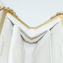 CHANEL V Stitch Chain Hand Bag Leather White CC Auth yk14103-11