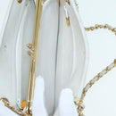 CHANEL V Stitch Chain Hand Bag Leather White CC Auth yk14103-25