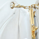 CHANEL V Stitch Chain Hand Bag Leather White CC Auth yk14103-27