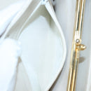 CHANEL V Stitch Chain Hand Bag Leather White CC Auth yk14103-29