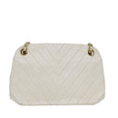 CHANEL V Stitch Chain Hand Bag Leather White CC Auth yk14103-2