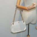 CHANEL V Stitch Chain Hand Bag Leather White CC Auth yk14103-33