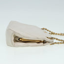 CHANEL V Stitch Chain Hand Bag Leather White CC Auth yk14103-34