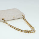 CHANEL V Stitch Chain Hand Bag Leather White CC Auth yk14103-6
