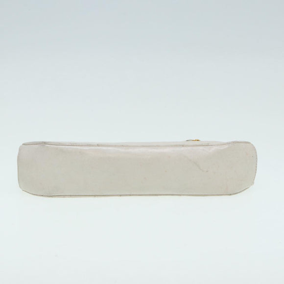 CHANEL V Stitch Chain Hand Bag Leather White CC Auth yk14103