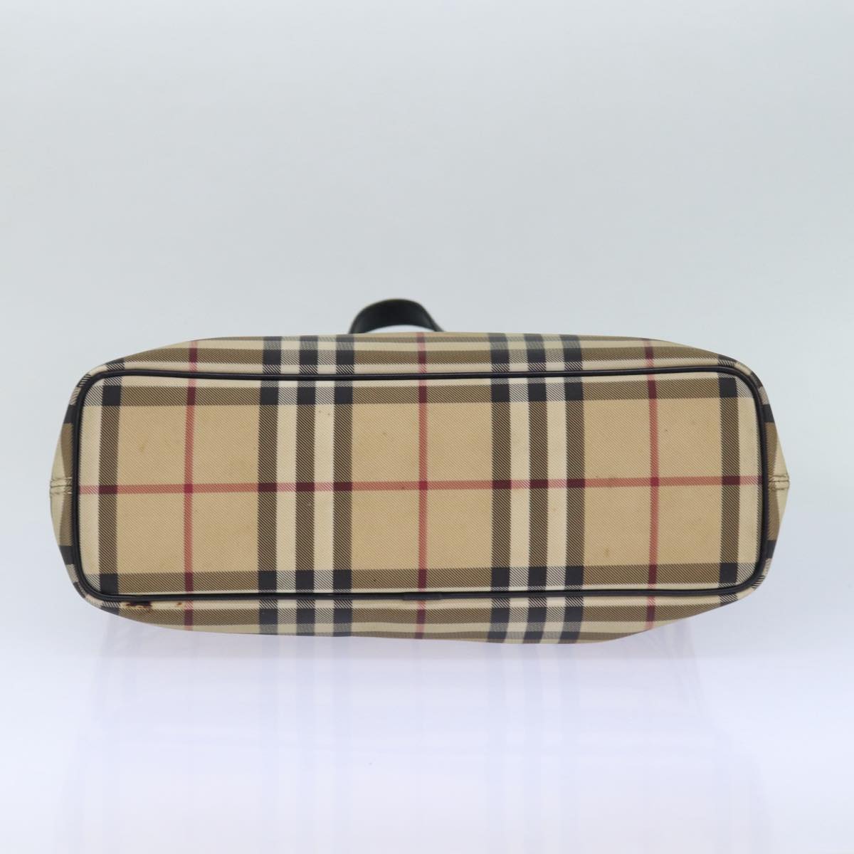 BURBERRY Nova Check Hand Bag Canvas Beige Auth yk14110