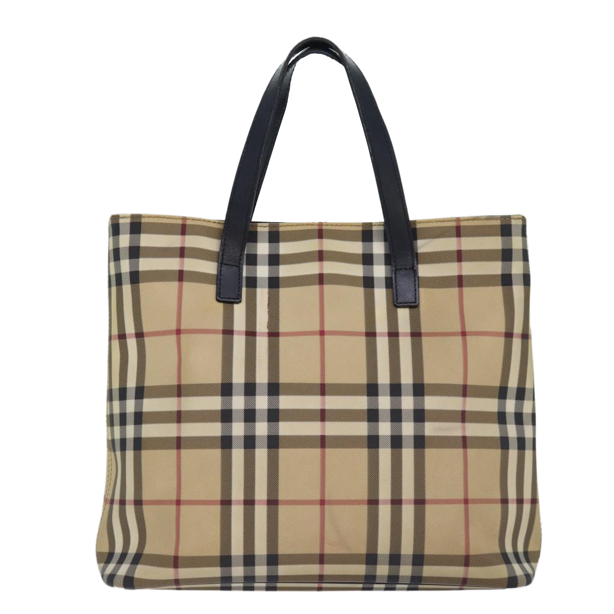 BURBERRY Nova Check Hand Bag Canvas Beige Auth yk14110