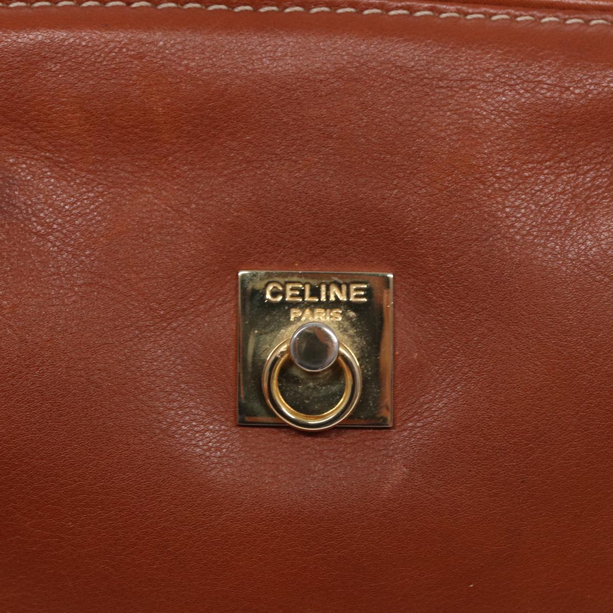 CELINE Pouch Leather Brown Auth yk14113