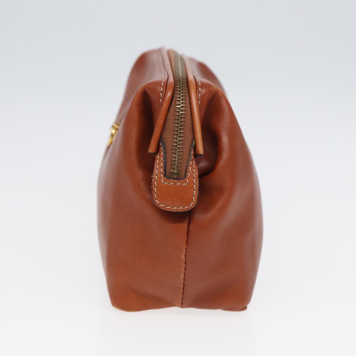 CELINE Pouch Leather Brown Auth yk14113