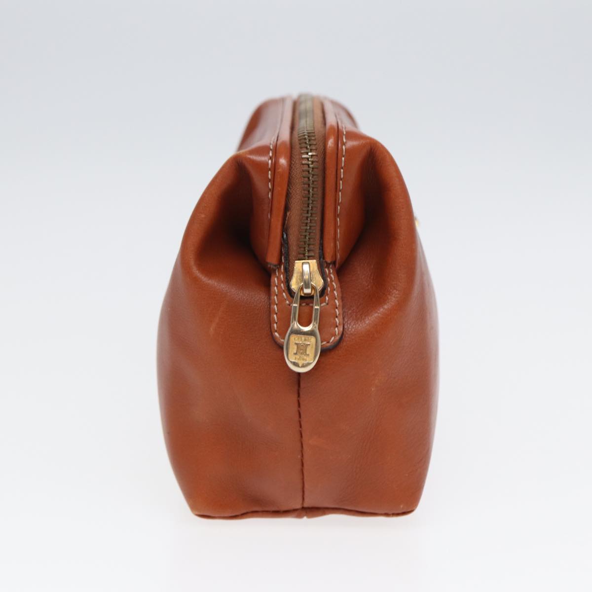 CELINE Pouch Leather Brown Auth yk14113