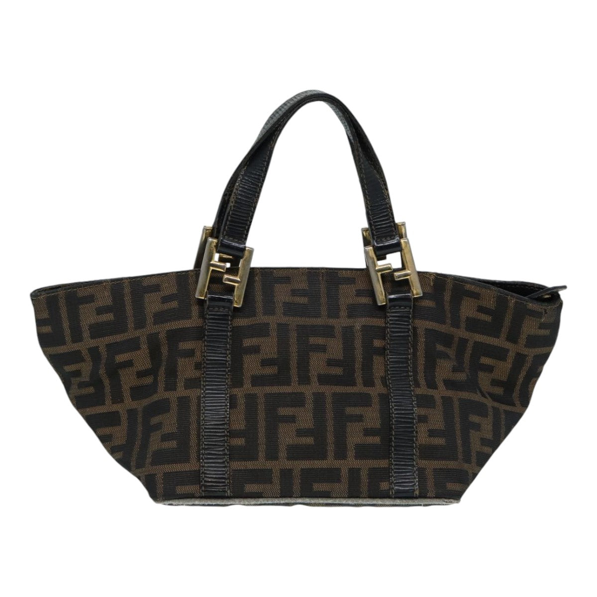 FENDI Zucca Canvas Hand Bag Brown Black Auth yk14115 - 0