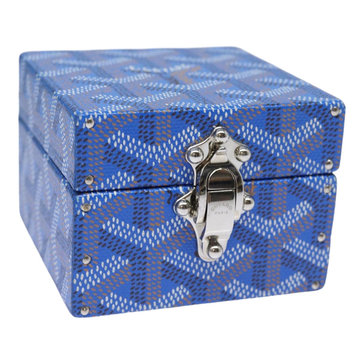 GOYARD Herringbone Regence Trunk Jewelry Case PVC Blue Auth yk14130A