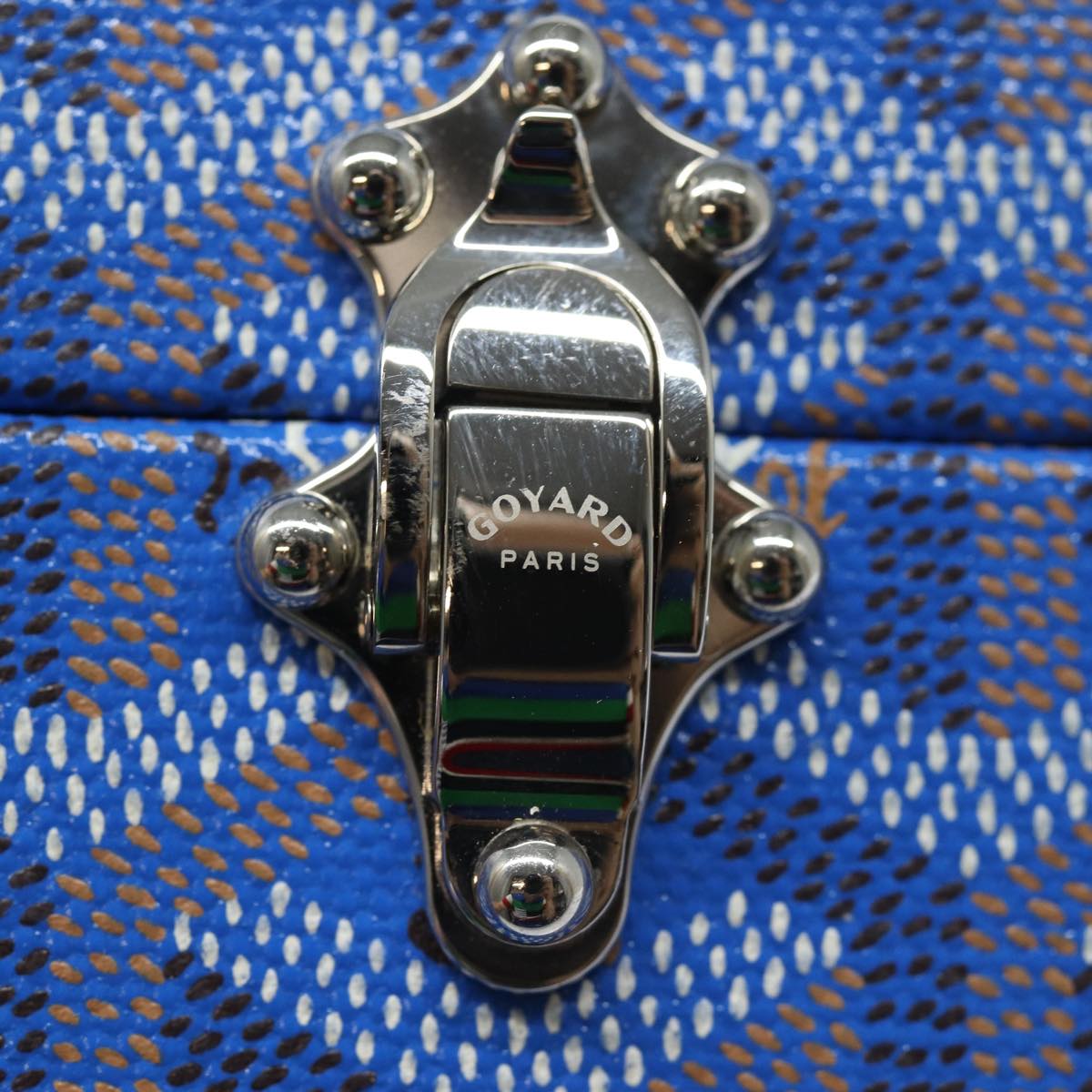 GOYARD Herringbone Regence Trunk Jewelry Case PVC Blue Auth yk14130A