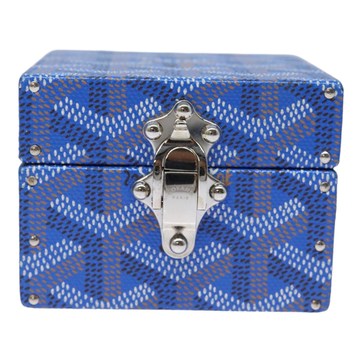 GOYARD Herringbone Regence Trunk Jewelry Case PVC Blue Auth yk14130A