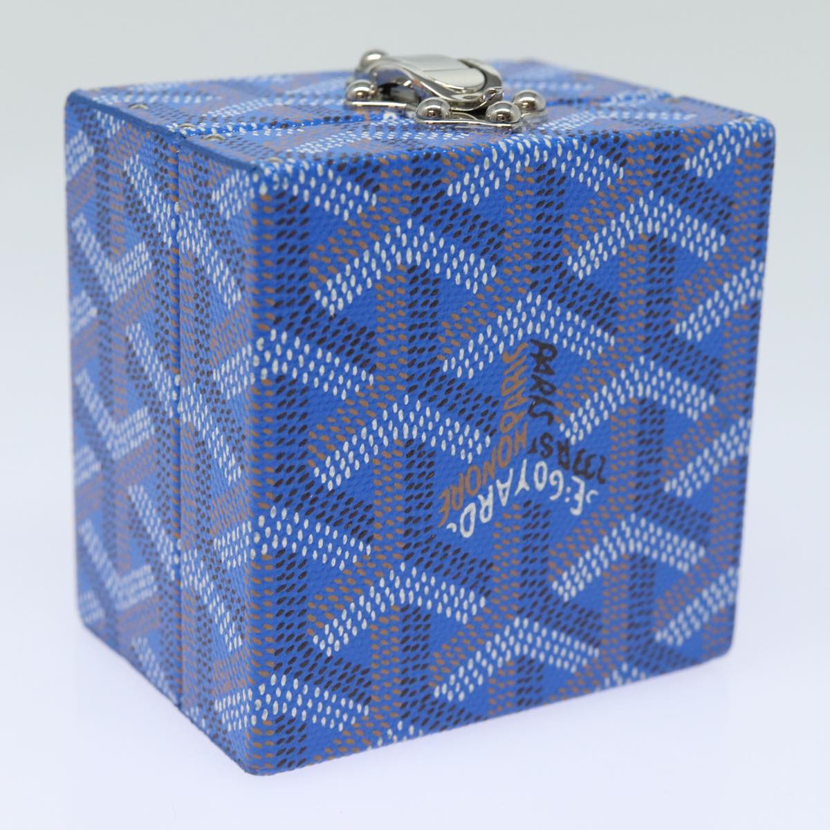 GOYARD Herringbone Regence Trunk Jewelry Case PVC Blue Auth yk14130A