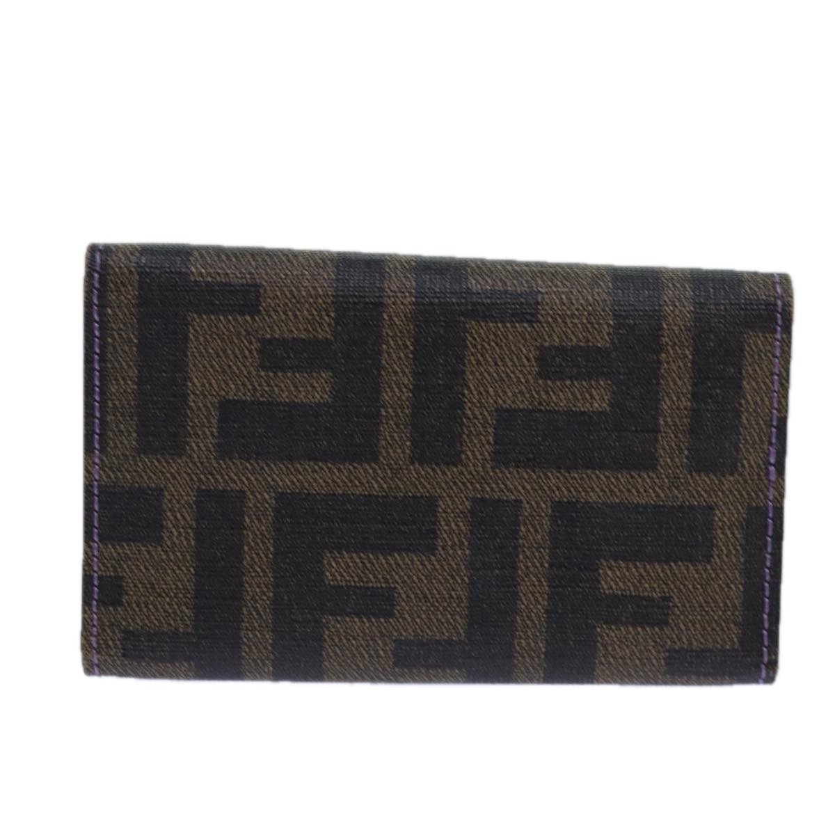 FENDI Zucca Canvas Key Case Black Brown gold Auth yk14135 - 0