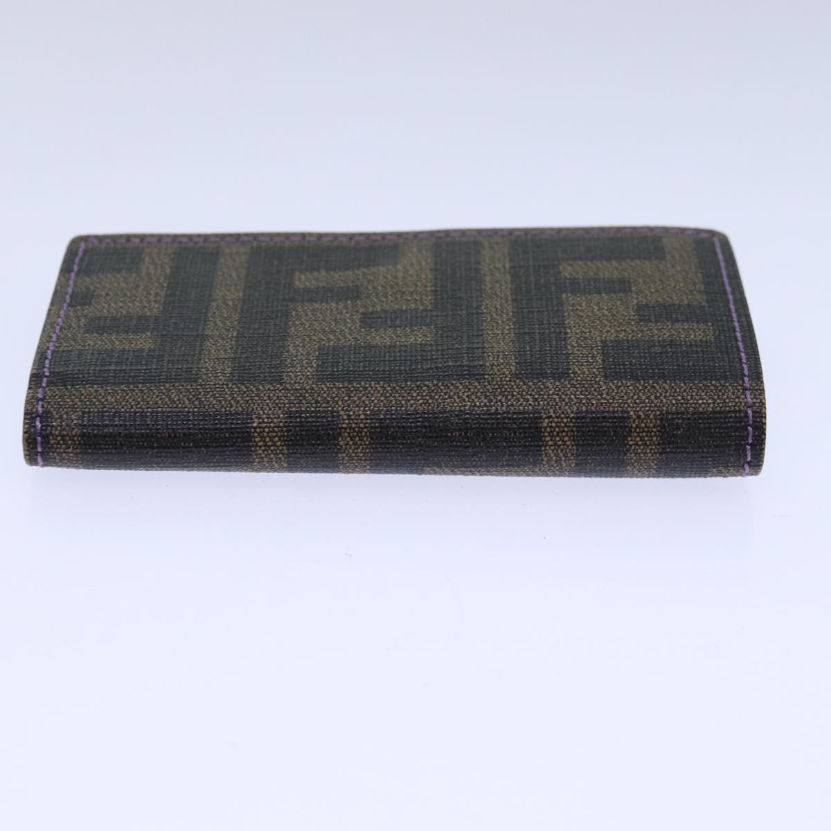 FENDI Zucca Canvas Key Case Black Brown gold Auth yk14135