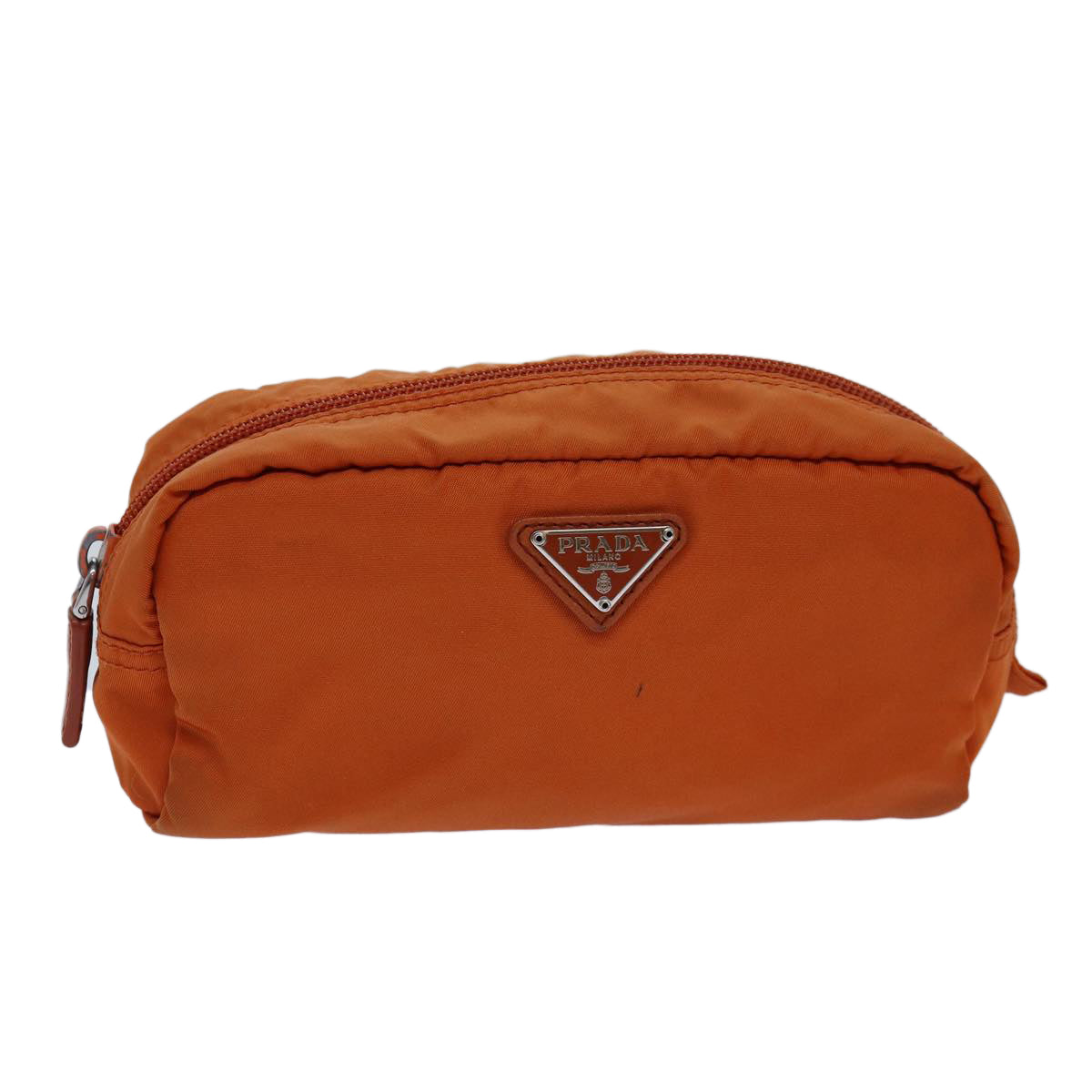 PRADA Pouch Nylon Silver Orange Auth yk14137