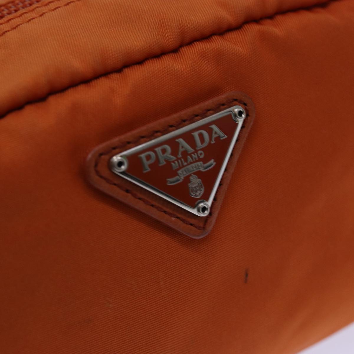 PRADA Pouch Nylon Silver Orange Auth yk14137