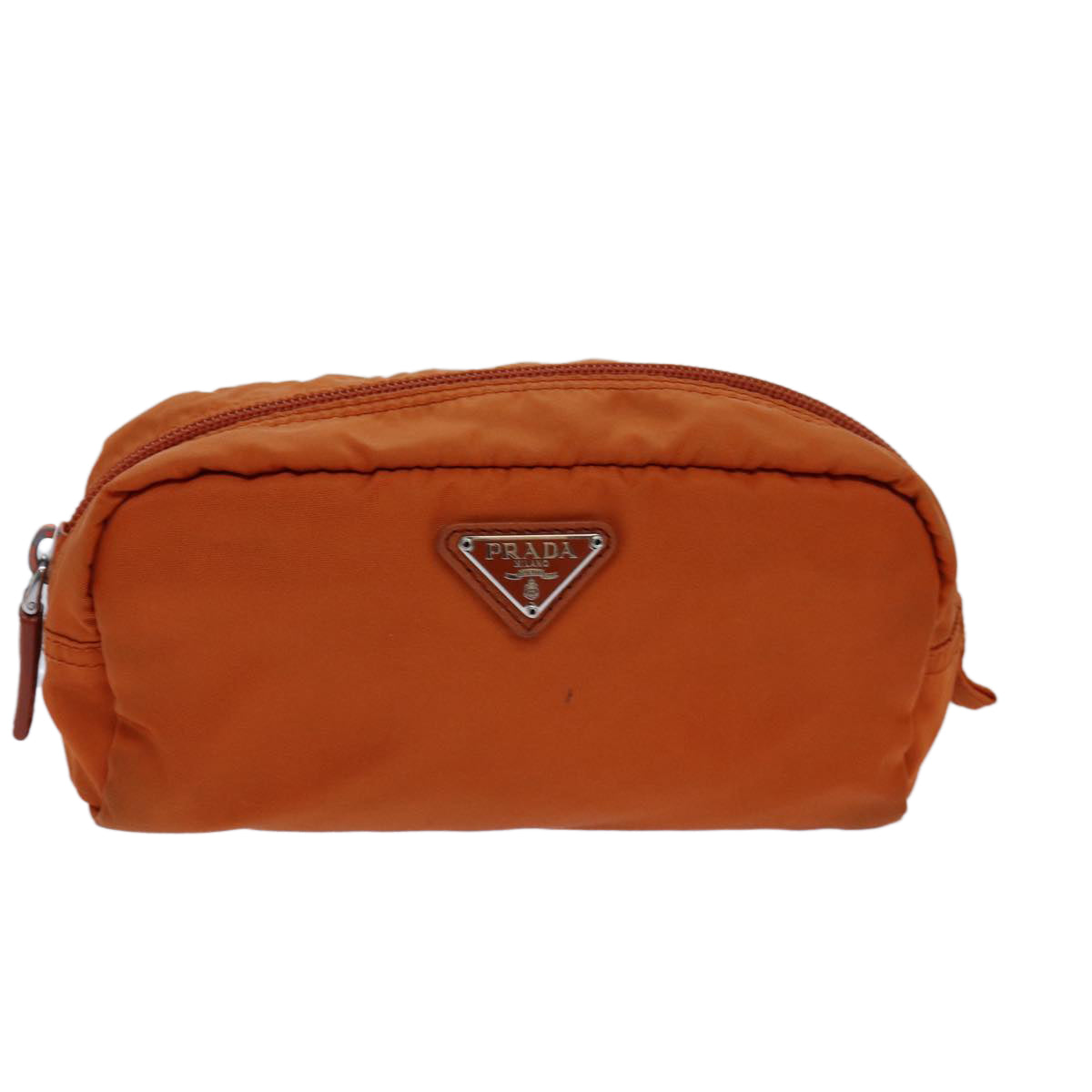 PRADA Pouch Nylon Silver Orange Auth yk14137