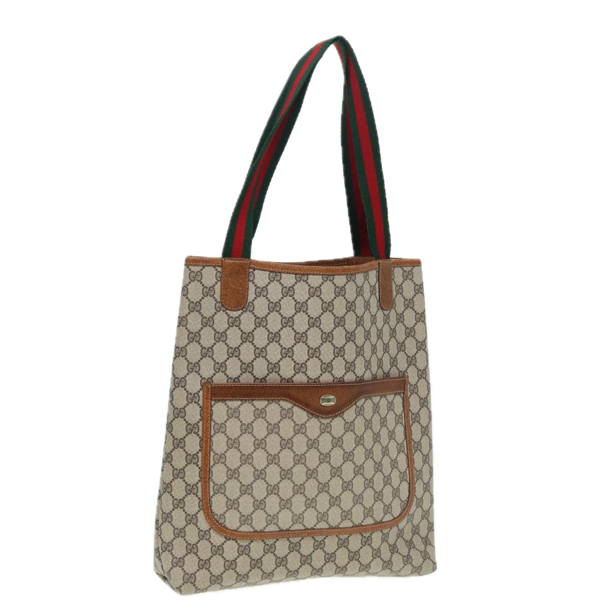 GUCCI GG Supreme Web Sherry Line Tote Bag PVC Beige Red 39 002 4487 Auth yk14141